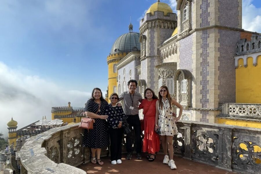 Lisbon: Sintra, Cascais, & Estoril Guided Day Tour - Pena Palace terrace: Romantic architecture with serious mountain views